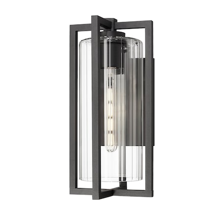 Z-Lite Aura 1 Light Outdoor Wall Light, 8in. W x 16.5in. H, Black 5013M-BK